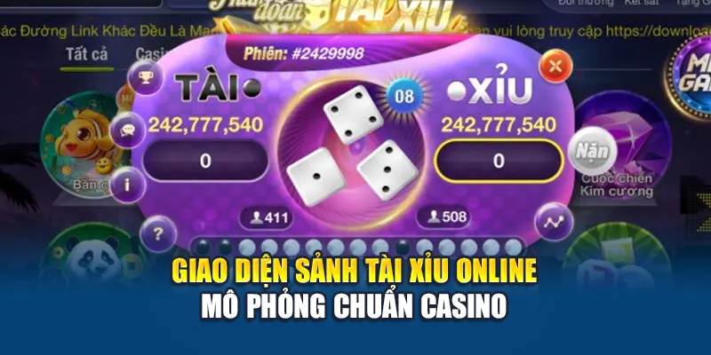 Giao diện sảnh tài xỉu online mô phỏng chuẩn casino